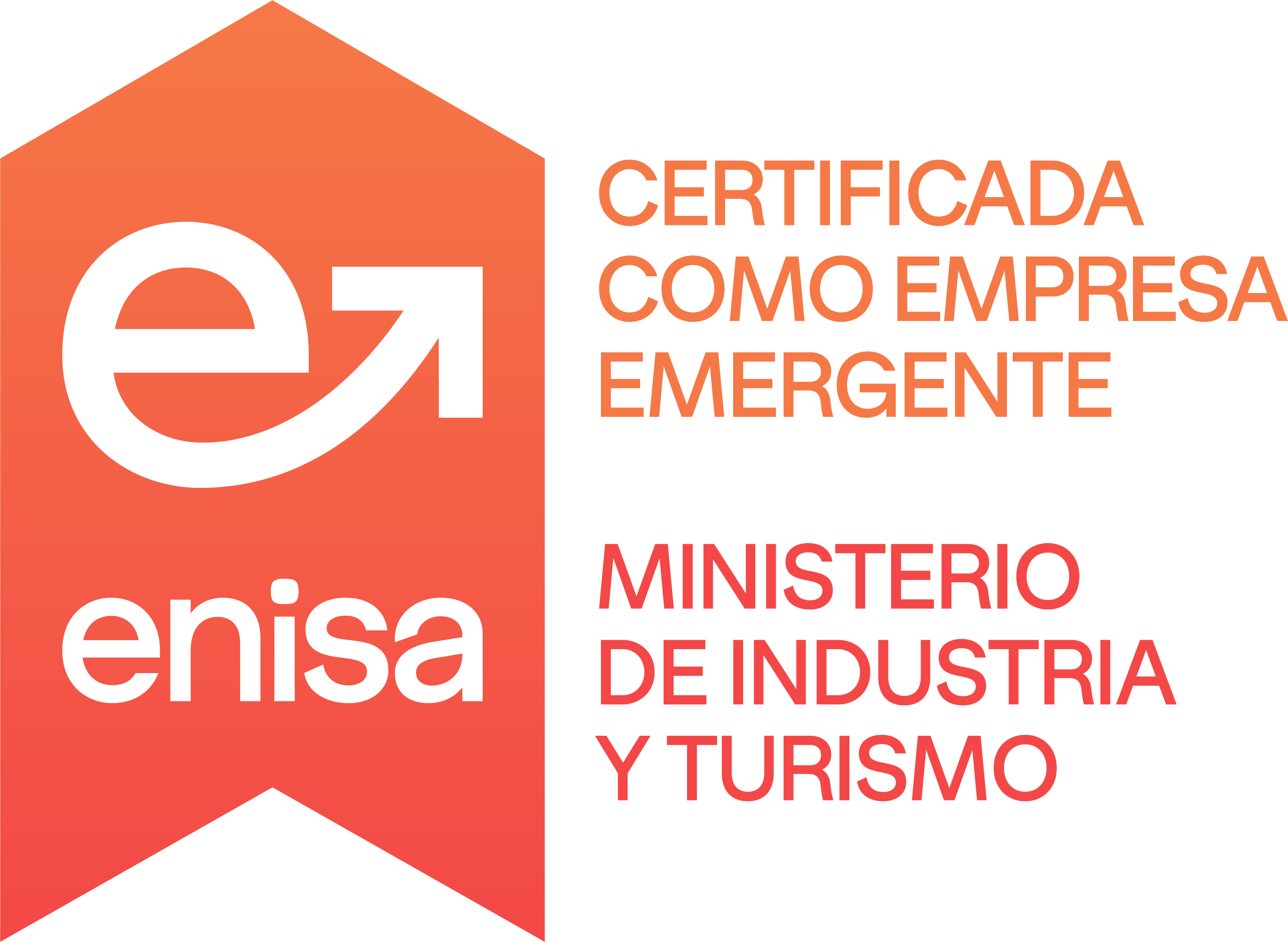 Certificado ENISA de empresa emergente, Ministerio de industria y turismo.